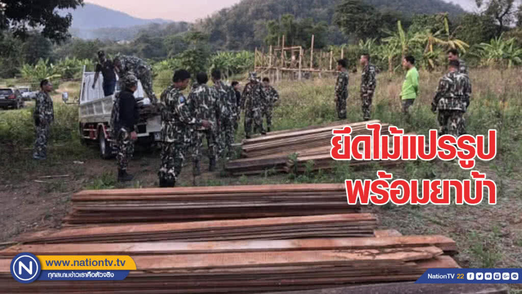 ยึดไม้แปรรูปพร้อมยาบ้ากว่า 600 เม็ด​ กลางป่าศรีลานนา​