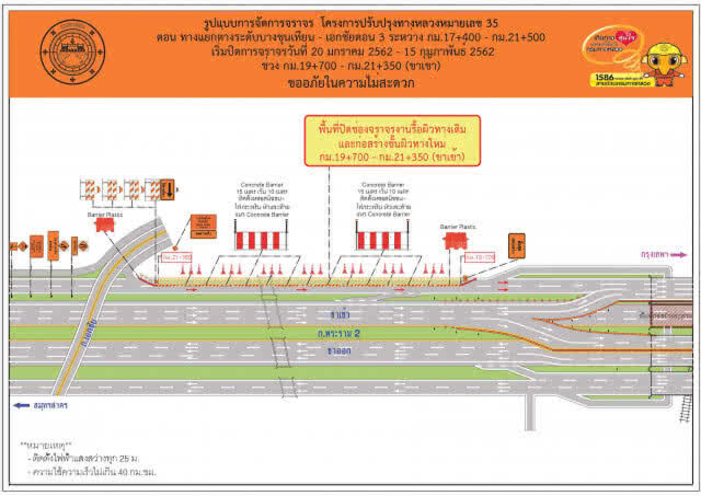 20 ม.ค. -15 ก.พ. 62 แจ้งปิดการจราจรถนนพระราม 2 บางส่วน