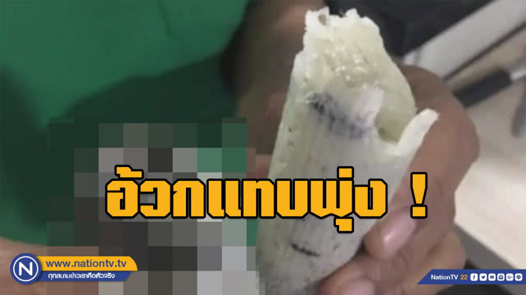 อ้วกแทบพุ่ง ! ซื้อข้าวหลามแถมจิ้งเหลนในกระบอก