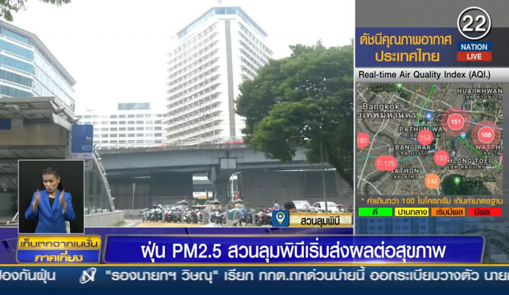 ฝุ่น PM2.5 สวนลุมพินี เริ่มส่งผลต่อสุขภาพ