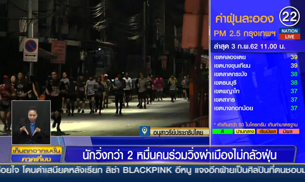 นักวิ่งกว่า 2 หมื่นคน ร่วมวิ่งผ่าเมืองไม่กลัวฝุ่น