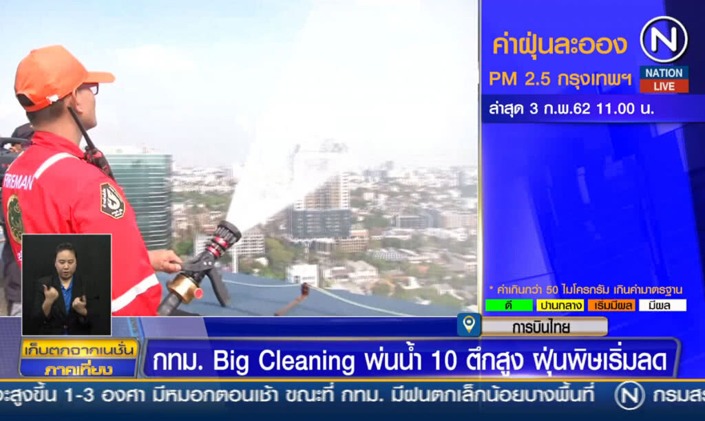 กทม. Big Cleaning พ่นน้ำ 10 ตึกสูง ฝุ่นพิษเริ่มลด