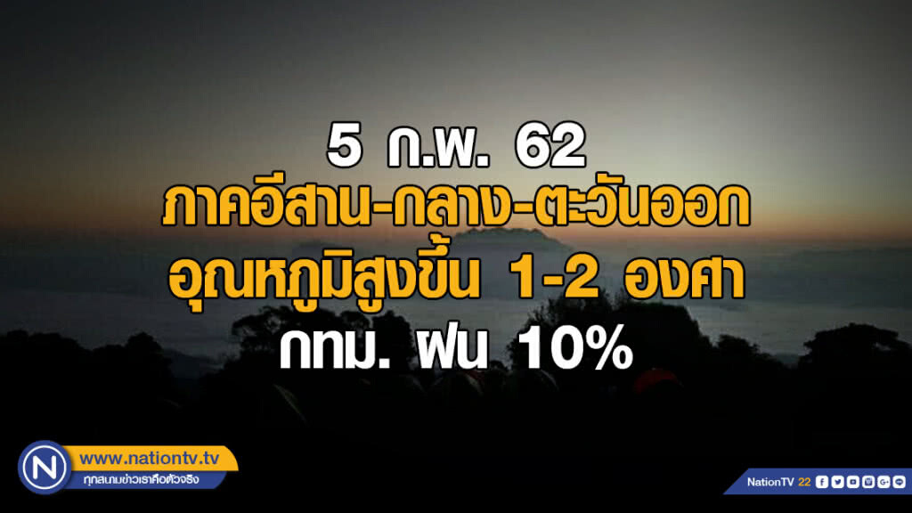 พยากรณ์อากาศ 5 กุมภาพันธ์ 2562