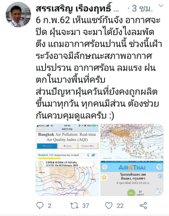 อากาศไม่ปิด มีลมพัดตึง ระวังอากาศแปรปรวน