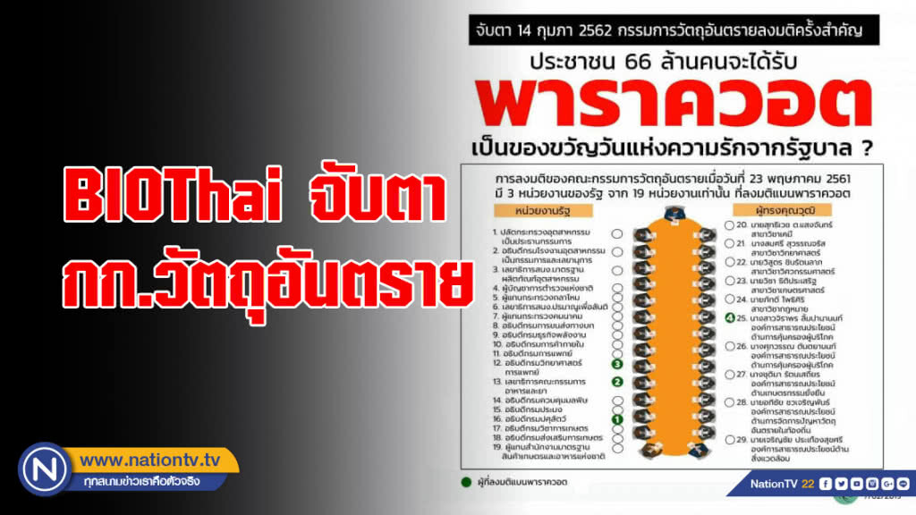 BIOThai จับตา กก.วัตถุอันตราย ประชุมแบนพาราควอทหรือไม่ 14 กพ.นี้