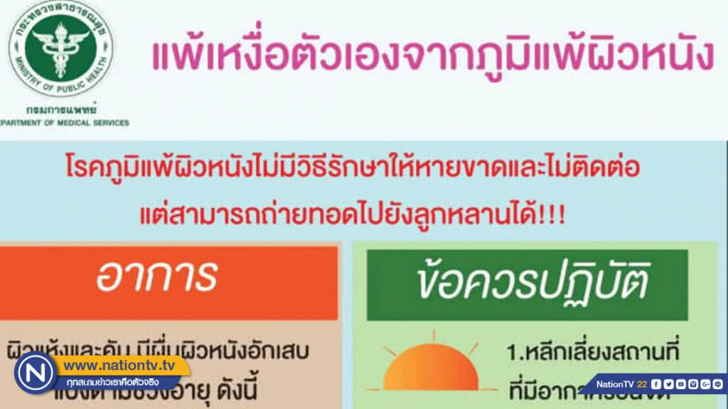 แพทย์แนะวิธีดูแล "อาการแพ้เหงื่อตัวเอง" จากภูมิแพ้ผิวหนัง