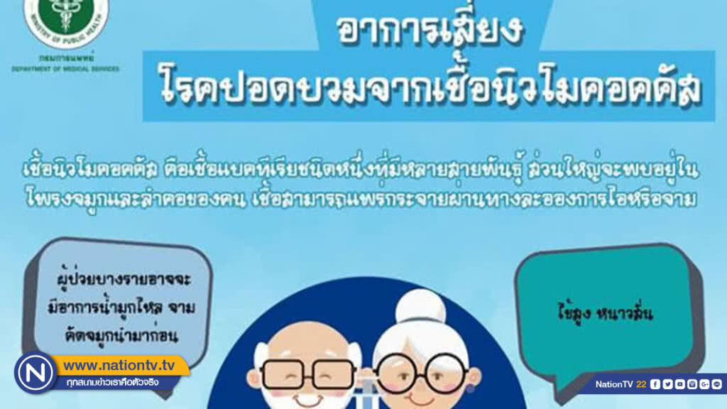 กรมการแพทย์ ชี้ "เชื้อนิวโมคอคคัส" ตัวการใหญ่เสี่ยงโรคปอดบวม แนะผู้สูงอายุฉีดวัคซีนป้องกัน