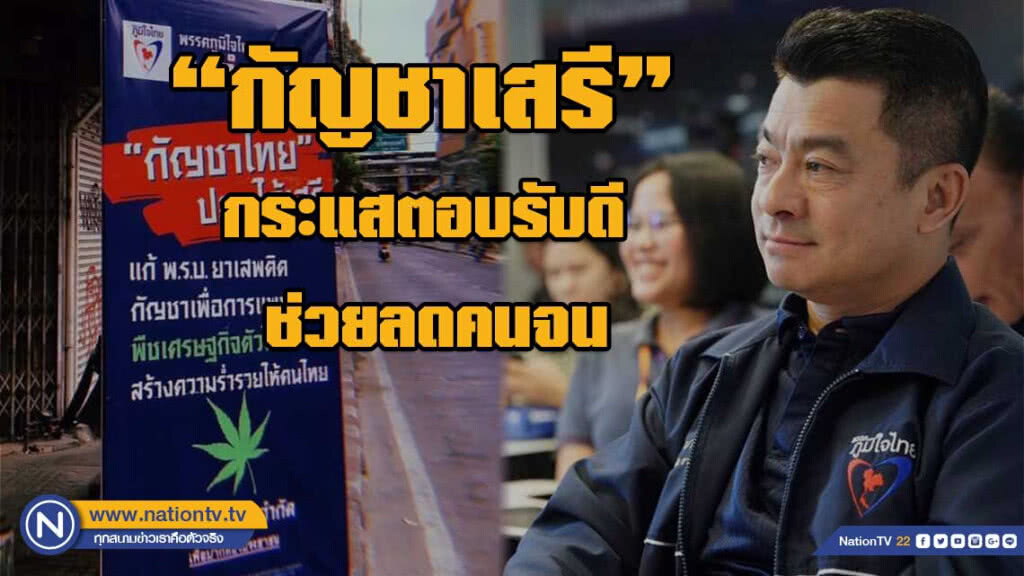 ภูมิใจไทย ชู นโยบาย"กัญชาเสรี" กระแสตอบรับดี ช่วยลดคนจน
