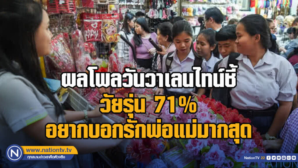 วธ.เผยผลโพลวันวาเลนไทน์ชี้ วัยรุ่น 71% อยากบอกรักพ่อแม่มากสุด
