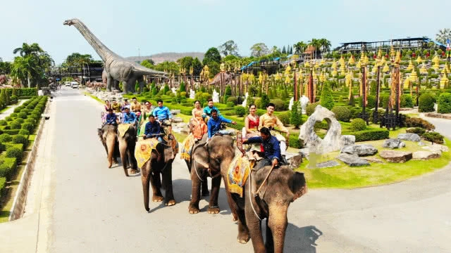 สวนนงนุชฯ แห่ขันหมากคู่รัก99คู่ ในหุบเขาไดโนเสาร์