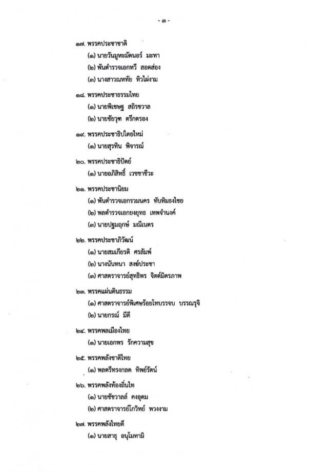 ประกาศรายชื่อบุคคล เพื่อพิจารณาแต่งตั้งเป็นนายกรัฐมนตรี