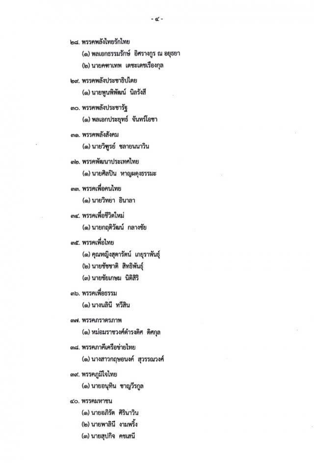 ประกาศรายชื่อบุคคล เพื่อพิจารณาแต่งตั้งเป็นนายกรัฐมนตรี