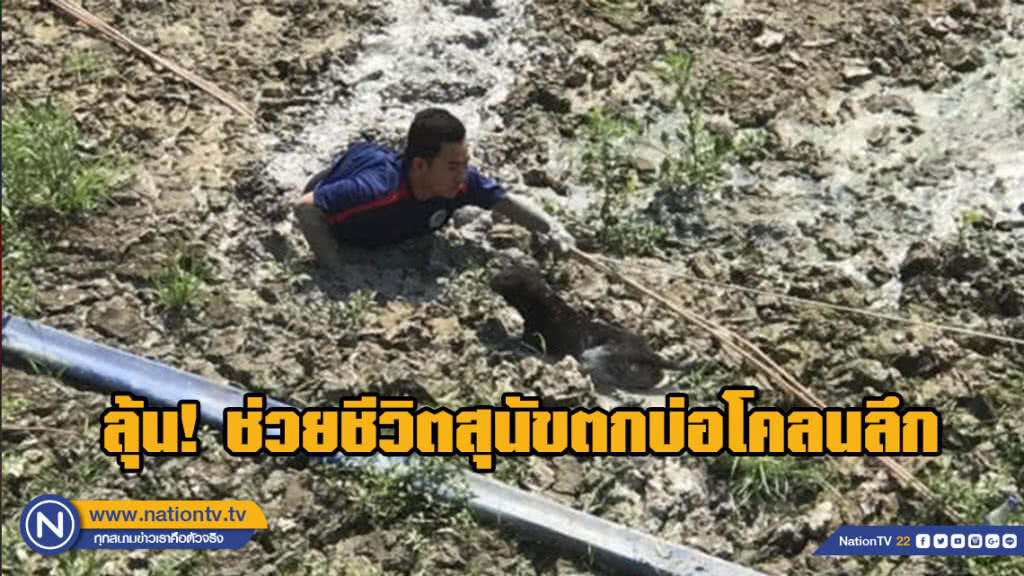 ลุ้น! ช่วยชีวิตสุนัขตกบ่อโคลนลึก (มีคลิป)