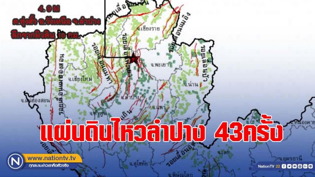 แผ่นดินไหวลำปาง 43ครั้ง คาดเขย่านานอีก 2 เดือน