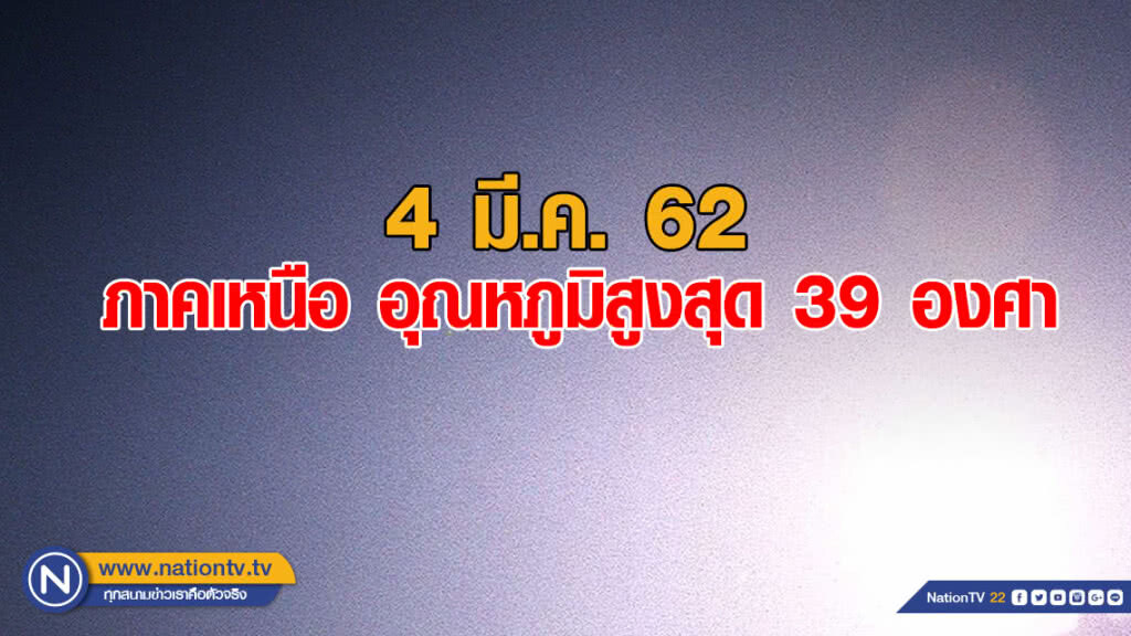 พยากรณ์อากาศ 4 มีนาคม 2562