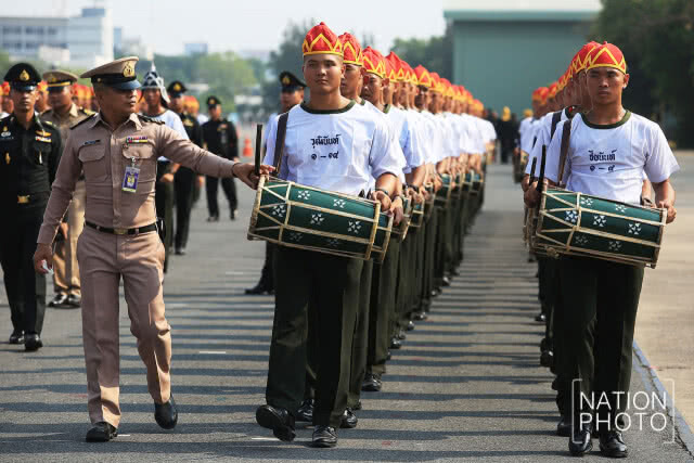 (ประมวลภาพชุด) ขบวนพยุหยาตราสถลมารค การฝึกซ้อมริ้มขบวนที่ 3 แบบรวมการครั้งแรก