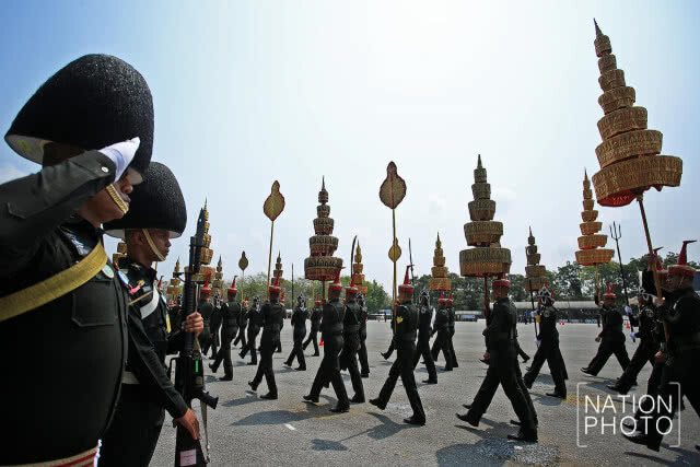 (ประมวลภาพชุด) ขบวนพยุหยาตราสถลมารค การฝึกซ้อมริ้มขบวนที่ 3 แบบรวมการครั้งแรก
