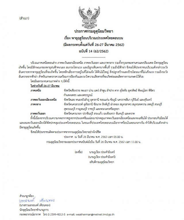 อุตุฯ เตือน! 40 จังหวัด ระวังพายุฤดูร้อน