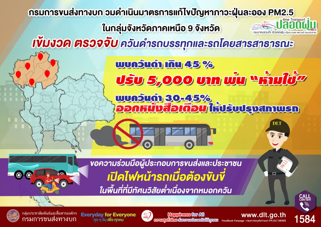 ขนส่งฯ ร่วมดำเนินมาตรการแก้ไขปัญหาภาวะฝุ่นละออง PM2.5