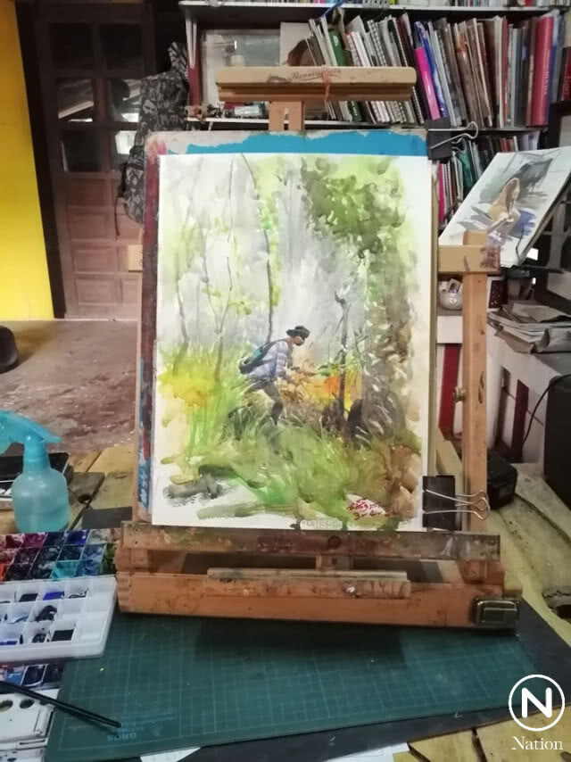สล่าสีน้ำเชียงใหม่ของขึ้น! วาดภาพสีน้ำ "ฮาว่าจะไปไปเผา" จี้ยุติเผาป่าลดหมอกควัน