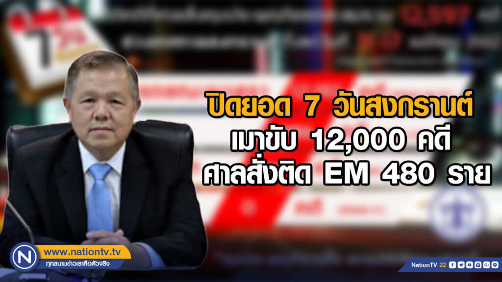 ปิดยอด 7 วันสงกรานต์ เมาขับ12,000 คดี ศาลสั่งติด EM 480 ราย
