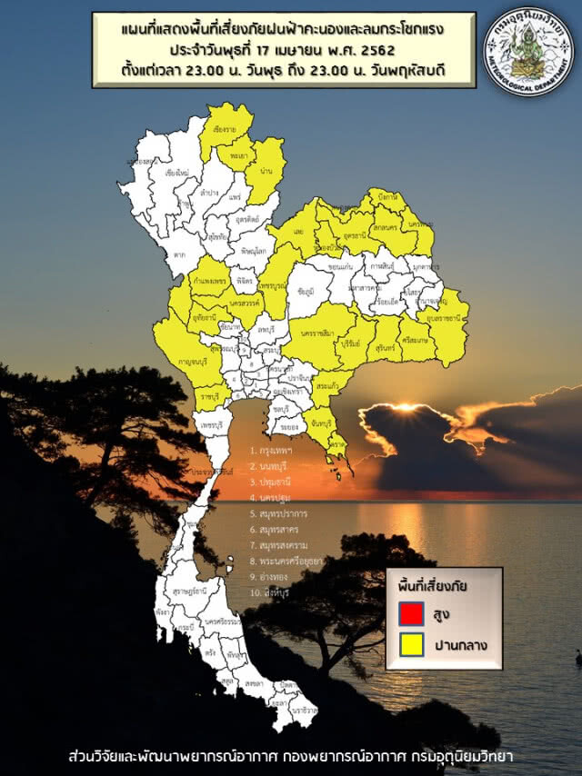 ฝนฟ้าคะนอง 35 จังหวัด / กทม. 40 องศาฯ
