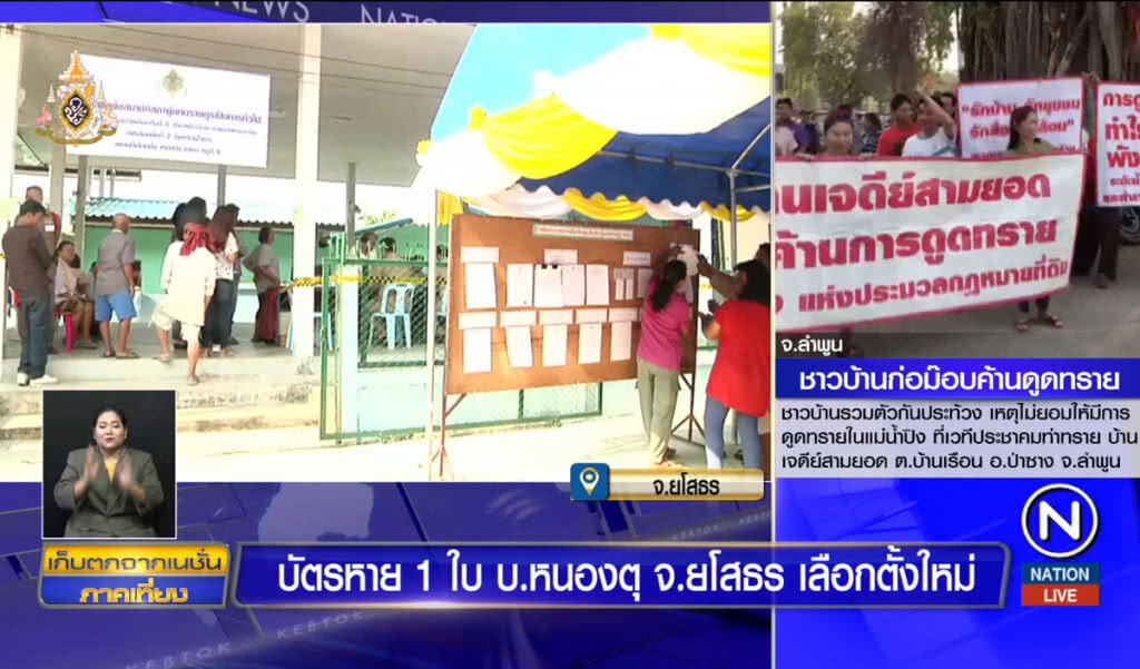 บัตรหาย 1 ใบ บ.หนองตุ จ.ยโสธร เลือกตั้งใหม่