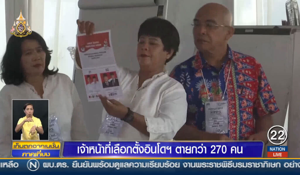 เจ้าหน้าที่เลือกตั้งอินโดนีเซีย ตายกว่า 270 คน