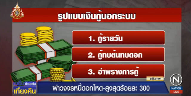 ชำแหละ!....วงจรหนี้นอกระบบ พบดอกเบี้ยสุดโหด สูงสุดร้อยละ 300