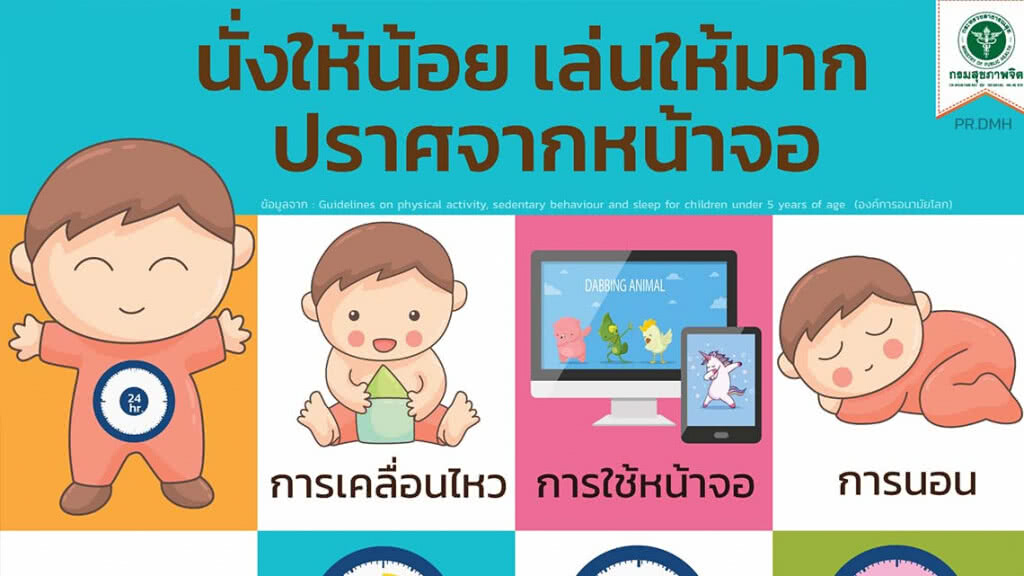 กรมสุขภาพจิต แนะ พ่อแม่ดูแลเด็กต่ำกว่า 5 ขวบ "นั่งให้น้อย เล่นให้มาก ปราศจากหน้าจอ"
