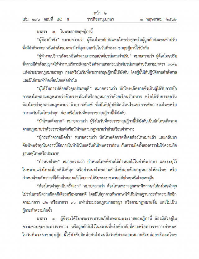 โปรดเกล้าฯ พระราชทานอภัยโทษผู้ต้องราชทัณฑ์