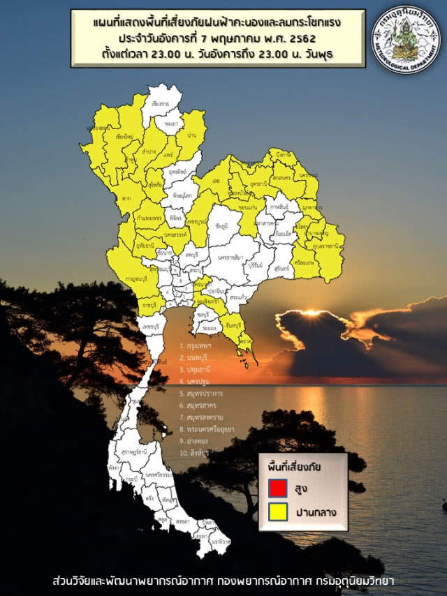 ภาคใต้ ฝน 70% / กทม.สูงสุด 39 องศา