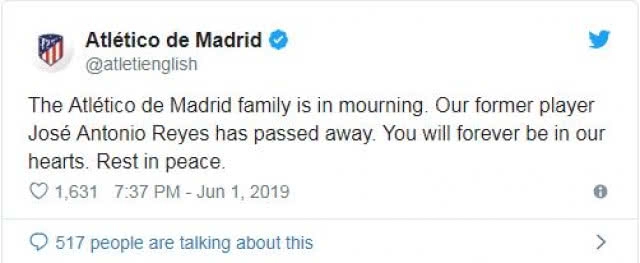 "เซบีญ่า" ออกแถลงการณ์ "เรเยส" ประสบอุบัติเหตุทางรถยนต์เสียชีวิต ที่สเปน