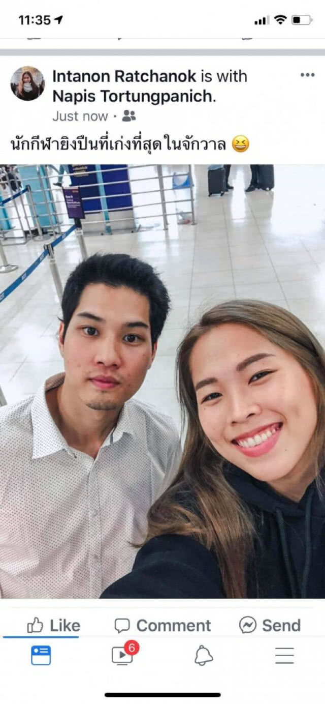 "เมย์" รัชนก โพสต์หวานคู่ "อัส" นภิศ นักแม่นปืนทีมชาติ