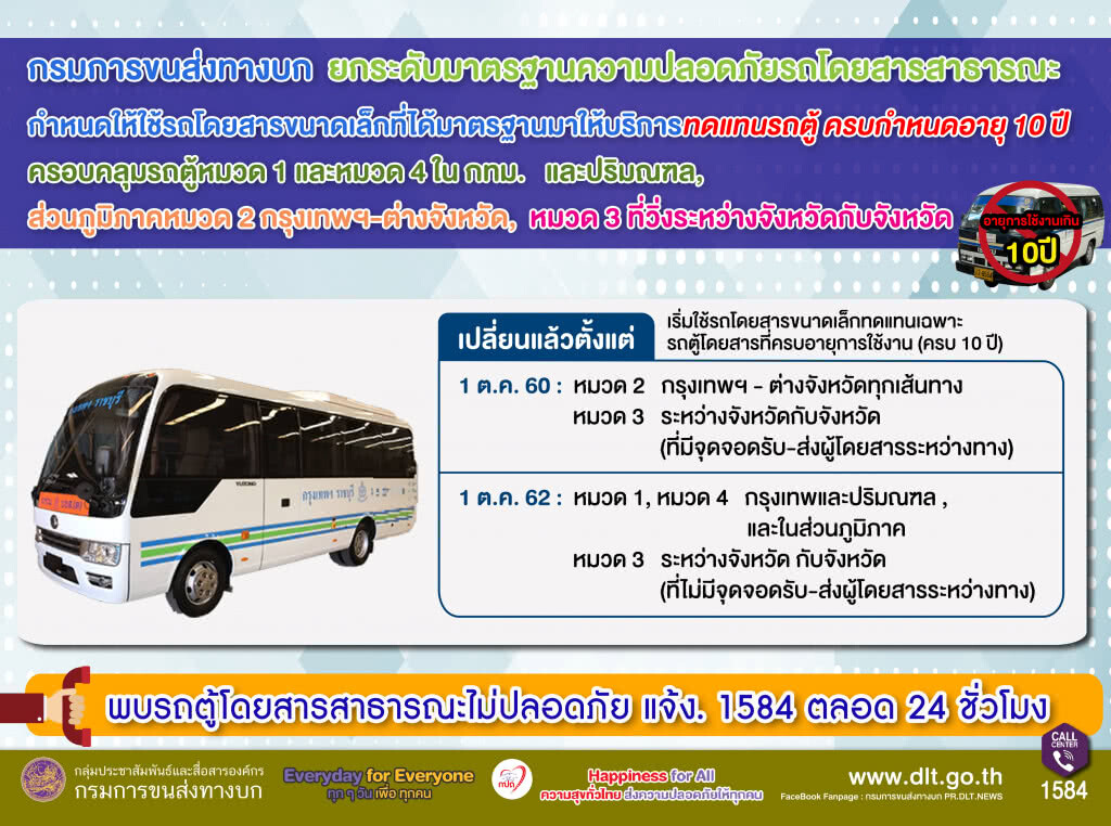 ดีเดย์ 1 ต.ค. ใช้รถโดยสารเล็กแทนรถตู้อายุครบ 10 ปี