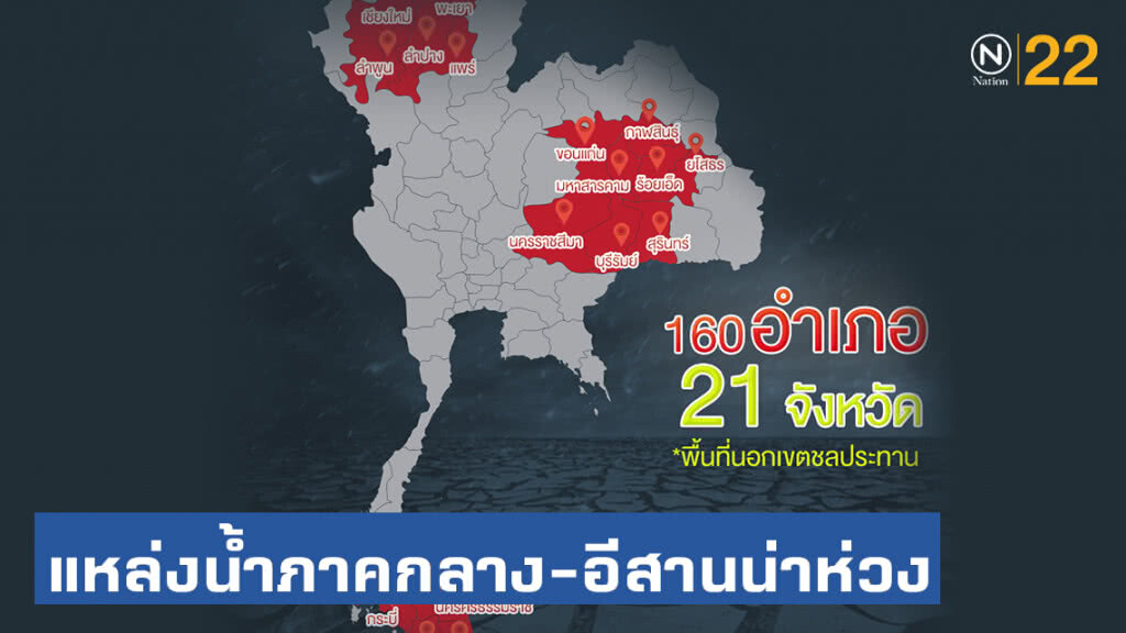 แหล่งน้ำภาคกลาง-อีสานน่าห่วง สทนช.ลุ้นน้ำไหลเข้าอ่างฯ เพิ่ม