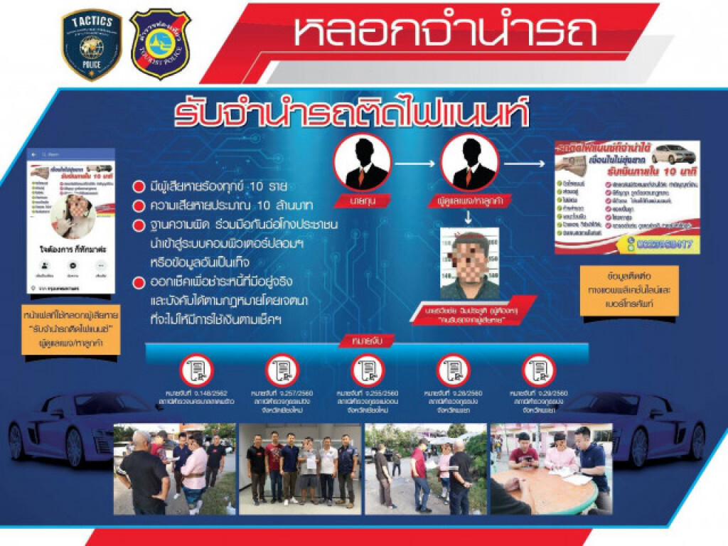 รวบผู้ต้องหาหลอกจำนำรถราคาสูงเหยื่อหลงเชื่อเสียหาย10ล้านบาท รวบผู้ต้องหาหลอกจำนำรถราคาสูงเหยื่อหลงเชื่อเสียหาย10ล้านบาท