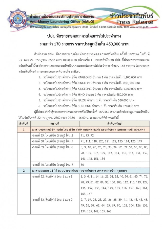 ปปง.ขายทอดตลาดรถทัวร์"โอเอ"บิ๊กล็อต