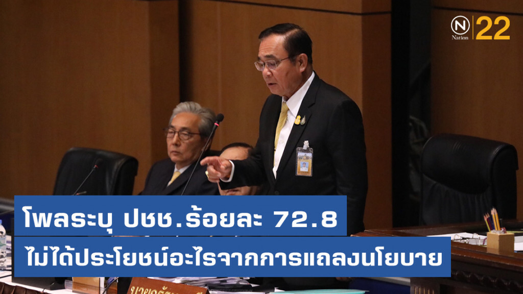 โพลระบุ ปชช.ร้อยละ 72.8 ไม่ได้ประโยชน์อะไรจากการแถลงนโยบาย โพลระบุ ปชช.ร้อยละ 72.8 ไม่ได้ประโยชน์อะไรจากการแถลงนโยบาย