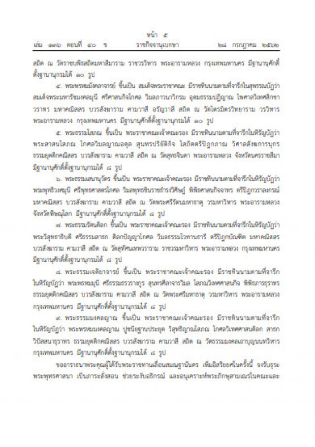 โปรดเกล้าฯ สถาปนาสมณศักดิ์