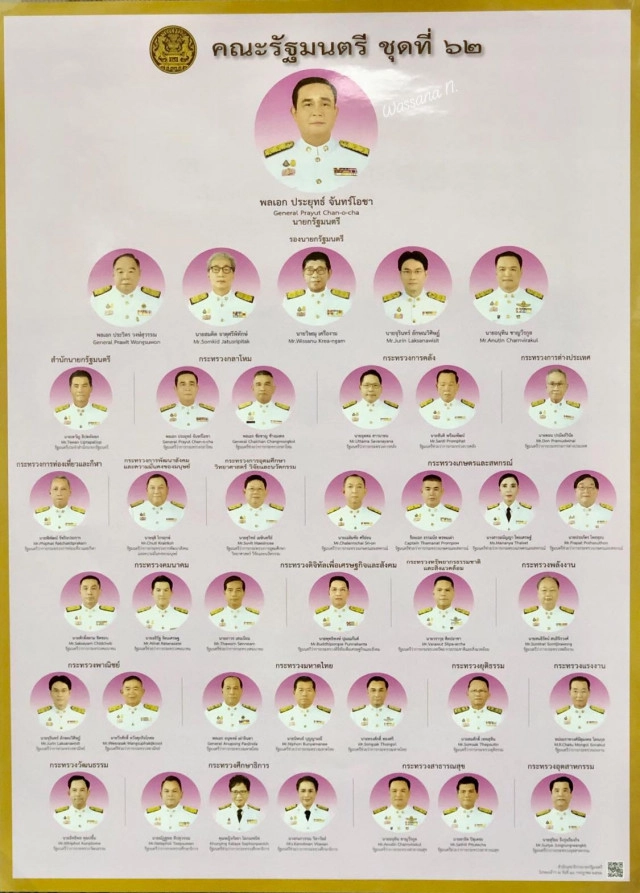 "วาสนา นาน่วม" เผยโปสเตอร์! โฉมหน้าคณะรัฐมนตรี "ประยุทธ์2" ครม.ชุดที่ 62 ชมพูหวานแหว๋วววว!!