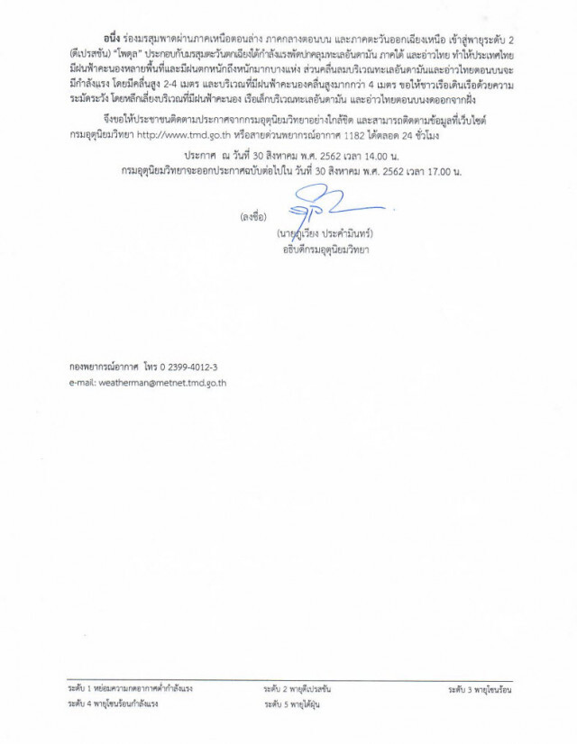 ประกาศ "พายุโพดุล" ฉบับที่ 12