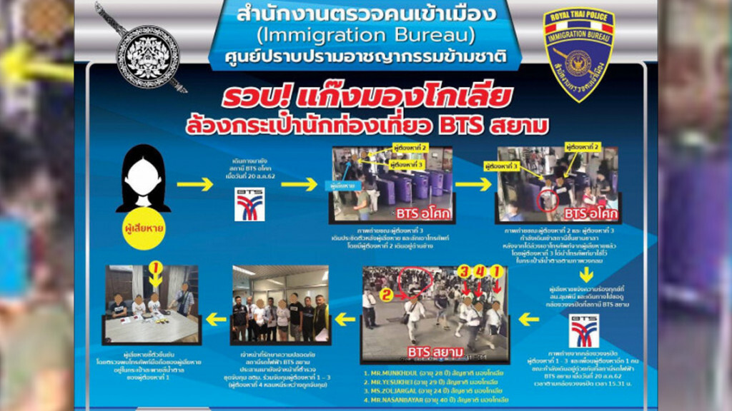 จับแก๊งมองโกเลีย ล้วงกระเป๋านักท่องเที่ยวบริเวณบีทีเอสสยาม