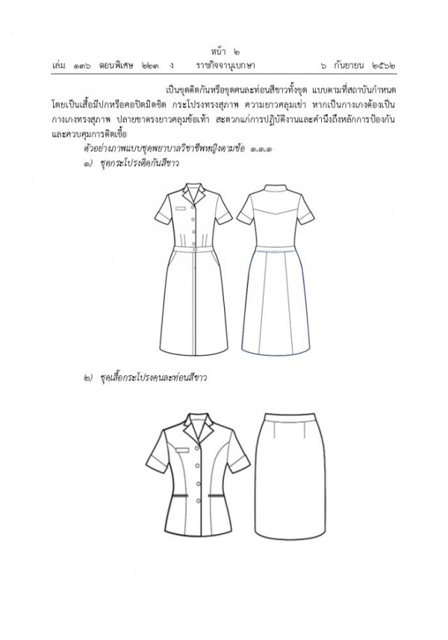 ราชกิจจานุเบกษาประกาศชุดปฏิบัติงานพยาบาล 62