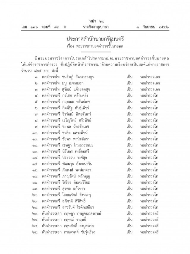 โปรดเกล้าฯ พระราชทานยศตำรวจชั้นนายพล
