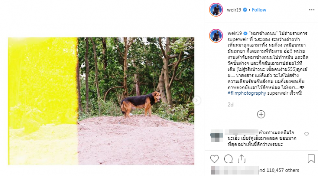 ชาวเน็ตโยง 'เวียร์' ต้องการจะสื่อถึงใคร? หลังโพสต์รูปสุนัขข้างถนน