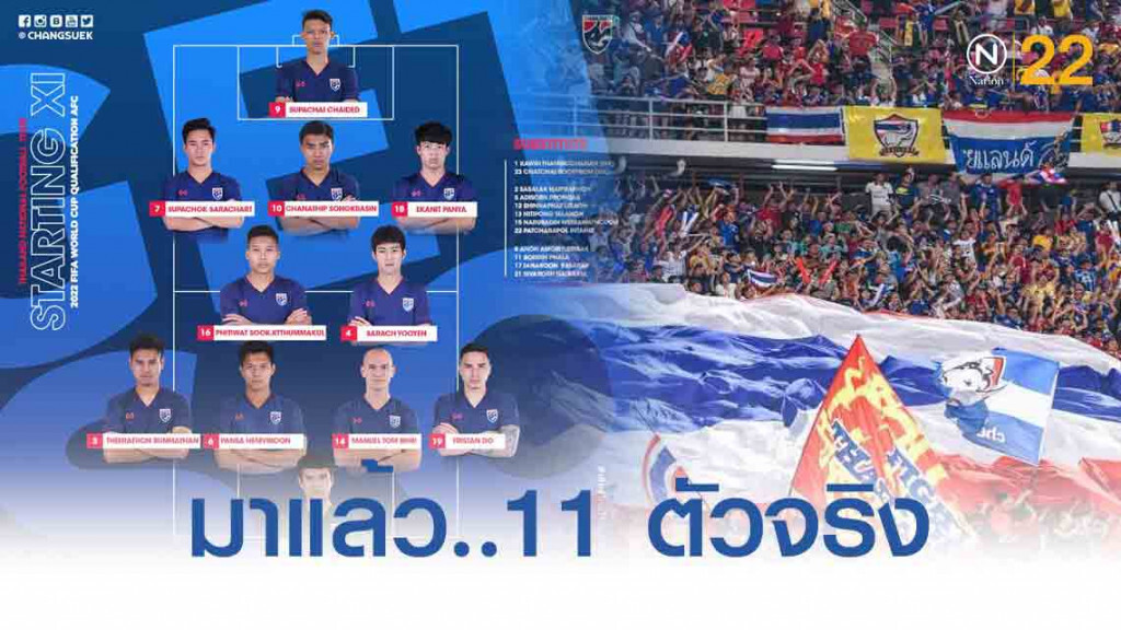 เปิด 11 ตัวจริง "ช้างศึก" ฟัด "อินโด" ศึกบอลโลกรอบคัดเลือก เปิด 11 ตัวจริง "ช้างศึก" ฟัด "อินโด" ศึกบอลโลกรอบคัดเลือก