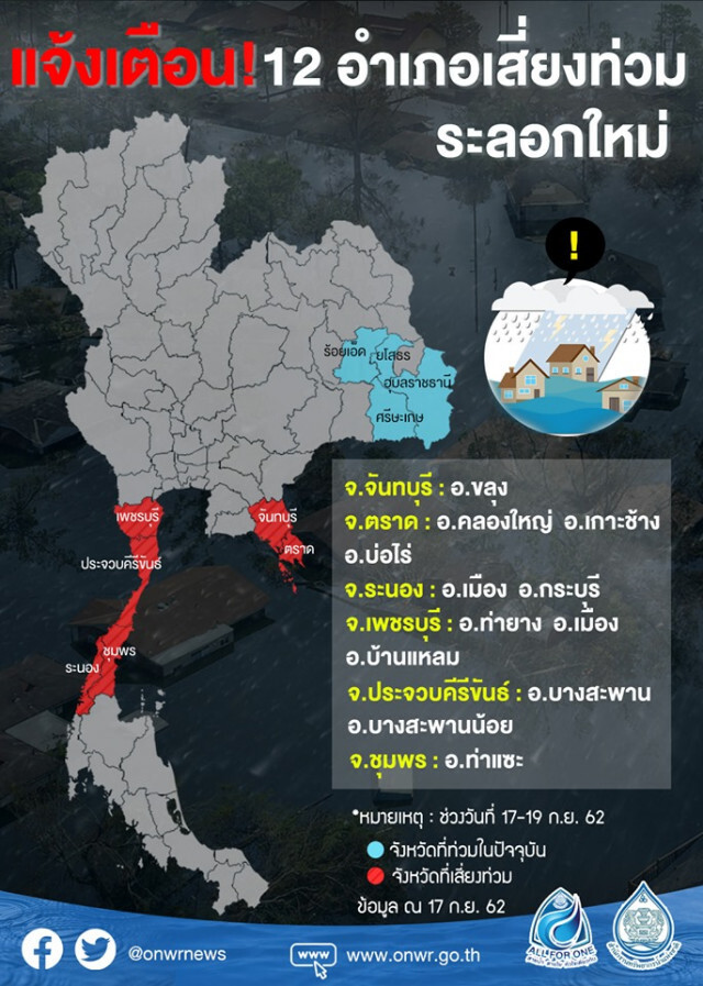 ศูนย์อำนวยการน้ำฯ ประเมินแนวฝนชี้เป้าจุดเฝ้าระวังเสี่ยงท่วม รวมถึงพื้นที่ได้ประโยชน์เร่งเก็บน้ำเพิ่ม