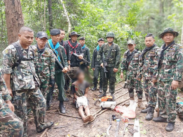 เจ้าหน้าที่บุกจับแก๊งมอดไม้ลักลอบตัดไม้เขตฯ ห้วยทับทันฯ รวบได้ 1​ ราย
