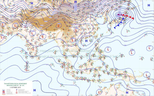 4-7 ต.ค. 62 มีฝนฟ้าคะนองในระยะแรก ก่อนอุณหภูมิจะลดลง 1-2 องศา